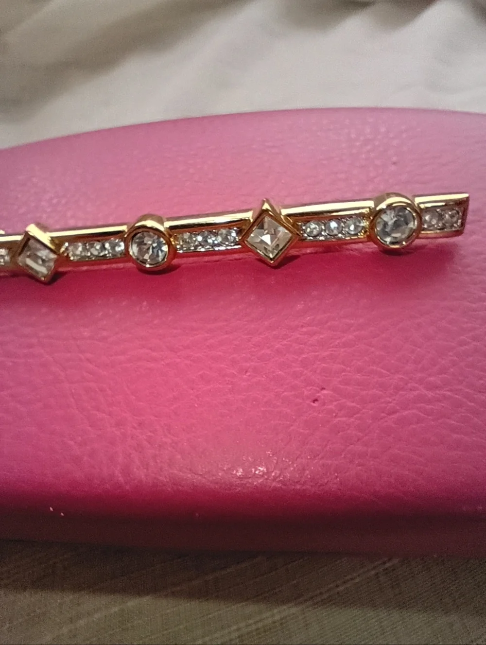 Vintage Swarovski Bar Brooch Crystal Gold Signed Swan Mark Women's Jewelry